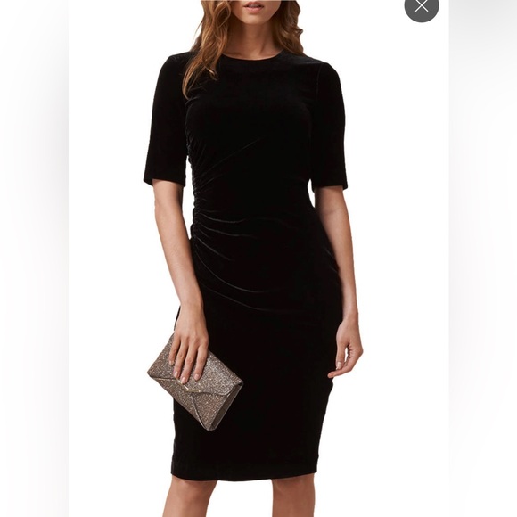 LK Bennett DR Kara Velvet Dress ruched side - NWT - Picture 1 of 3